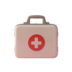 Obraz premium Pink first aid kit with red cross symbol