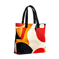 Trendy Canvas Bag with a Striking Graphic Print Isolated on Transparent Background
