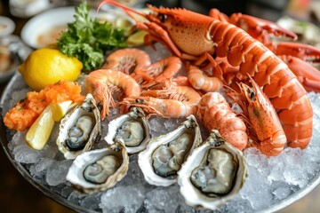Luxury shellfish selection with herbs