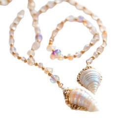 Elegant Bohemian Shell Necklace with a Delicate Arr Isolated on Transparent Background