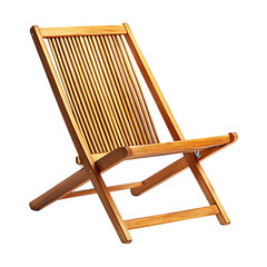 Minimalist Fold Away Wooden Beach Chair with a Slee Isolated on Transparent Background