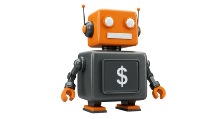 Isolated Robot with Dollar Sign