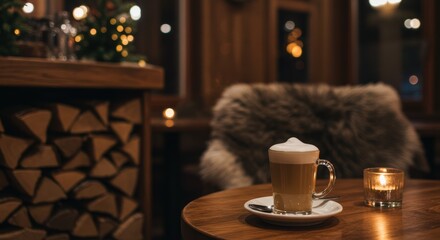 Cozy Evening with a Warm Beverage: A Serene and Inviting Atmosphere at a Stylish Cafe