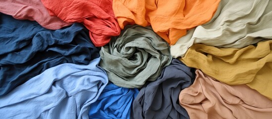Spectrum of linen: colorful textile layers create an artistic textural collage