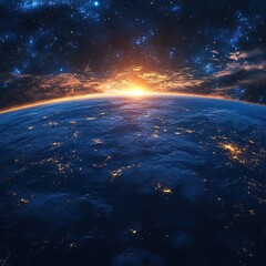 Fototapeta premium Space exploration event earth at dawn digital art cosmic environment aerial view future concepts