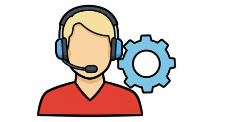 Isolated Customer Support Cartoon