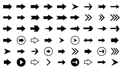 Set of arrow icon. Collection black arrows directional arrow vector icon. Simple arrow set on white background, Vector illustration.