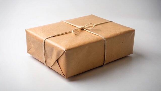 A simply wrapped package secured with twine, ready for delivery or gifting.