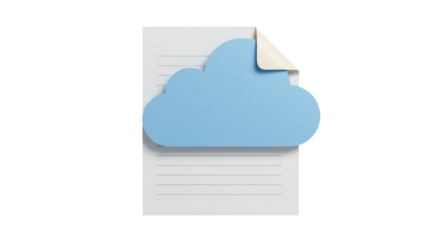 Isolated Document with Cloud Icon