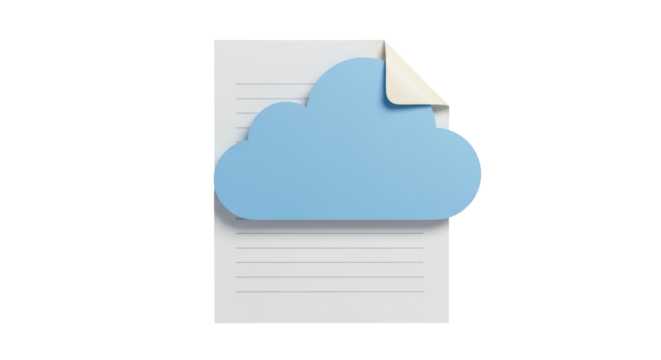 Isolated Document with Cloud Icon