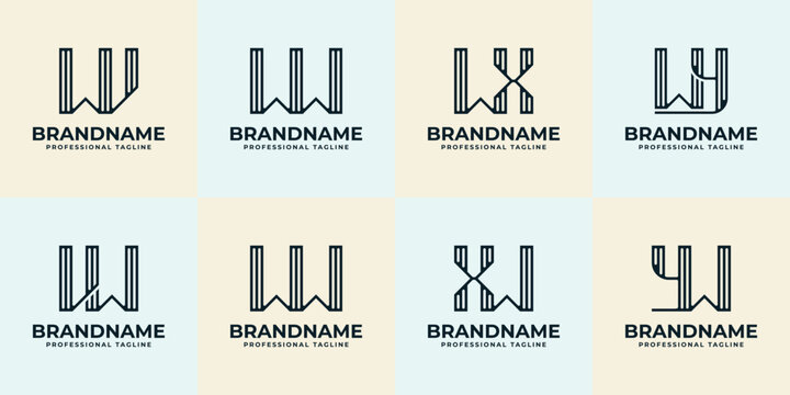 Letters WV VW WW WX XW WY YW Stripe Logo Set, suitable for any business