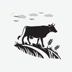 : Cow-silhouette-vector-icon-white-background