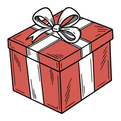 A vibrant red gift box with a festive ribbon and bow, perfect for any holiday celebration or surprise