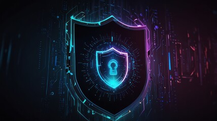 Abstract digital shield graphic, showcasing security