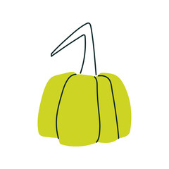 Green stylized pumpkin for minimalist fall designs