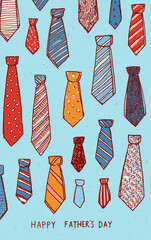father's day illustration with neckties on blue background – perfect for greeting cards, banners, social media posts, and festive print designs
