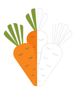 Graphomotorics lesson Finish drawing and coloring carrots