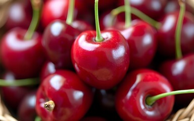 Close-up view of fresh cherries. High quality