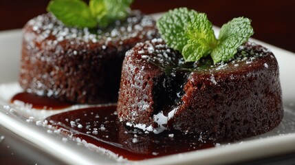 Decadent Molten Chocolate Cakes with Mint