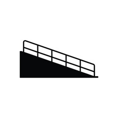 Black Silhouette of a Ramp with Railing, Accessibility Symbol, Illustration on White Background
