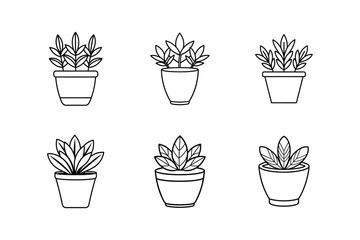ceramic plant pot line art vector illustration