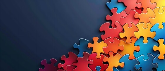 On April 2 World Autism Awareness Day, a banner card greeting card poster with plenty space against dark backdrop, Generative AI.