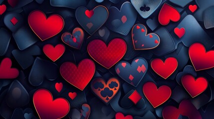 Vibrant Card Suits Pattern on Colorful Background with Spades Symbol