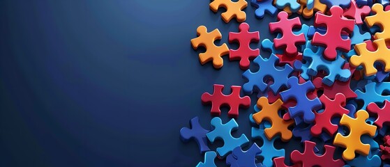 On April 2 World Autism Awareness Day, a banner card greeting card poster with plenty space against dark backdrop, Generative AI.