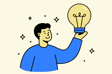 man with idea bulb