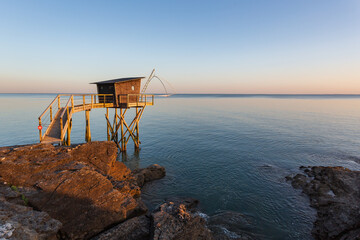 Coucher de soleil sur la baie de Bourgneuf in Loire-Atlantique - Sunset on the Bourgneuf bay in...