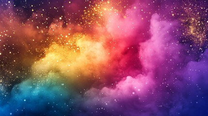 Fototapeta premium Vivid Colorful Smoke Clouds and Shiny Glitter Abstract Background Image 