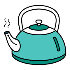 Obraz premium Boiling kettle hand drawn vector in clean line style