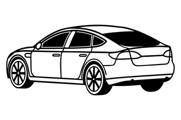 Fototapeta premium Simple electric car illustration in clean line format