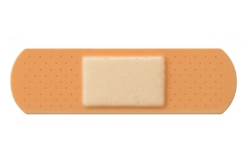 Beige adhesive bandage on transparent background protecting a wound