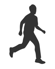 Jogger Silhouette, Running Pose Illustration, Athletic Action Art, Outdoor Fitness Sketch, On Transparent Background