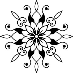 a ornate floral pattern line art on white background