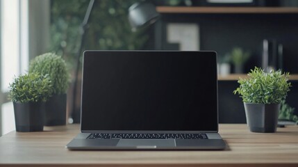 Modern Home Office Workspace with Mockup Laptop on Desk for Professional Usage