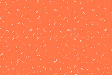 Beautiful seamless abstract pattern with white fruit slices, bubbles and seeds on an orange background. Background imitating  fruit drink or smoothie. For wallpaper, textiles, packaging, website.