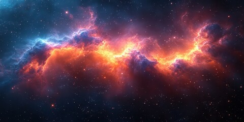 Fototapeta premium Colorful nebula in deep space illuminated by stars and cosmic gases swirling in the universe