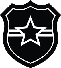 Classic Police Badge Silhouette Shield with Star or Eagle Emblem