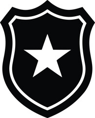 Classic Police Badge Silhouette Shield with Star or Eagle Emblem
