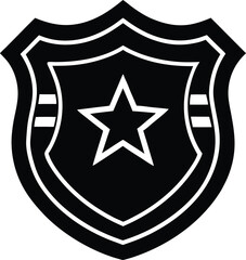 Classic Police Badge Silhouette Shield with Star or Eagle Emblem
