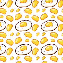Seamless Eggs Pattern – Hard Boiled Eggs on Light Green Background for Breakfast-Themed Design
