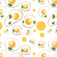 Seamless Eggs Pattern – Hard Boiled Eggs on Light Green Background for Breakfast-Themed Design