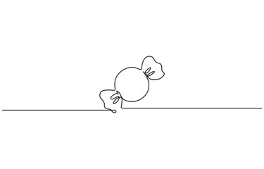 One continuous line drawing of candy. one continuous line drawing, One continuous line drawing of sweet candy. Chocolate. Isolated on white background
