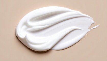 Smooth Creamy Lotion Swirl on Beige Background Perfect for Skincare or Beauty Product Advertisement