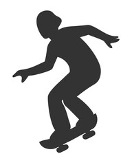 Skater Silhouette, Skateboarder Action Pose, Dynamic Movement Illustration, Urban Sports Art, On Transparent Background