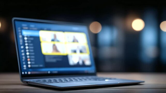 A dynamic virtual meeting scene showcasing remote collaboration and digital conferencing.