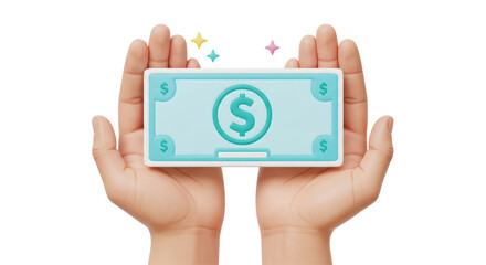 Isolated Hands Holding Dollar Bill