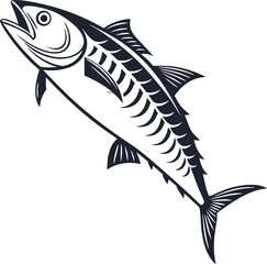 Mackerel Fish Silhouette Design Illustration. Bold Silhouette of a Mackerel Fish. Mackerel Fish Silhouette Artwork in Black